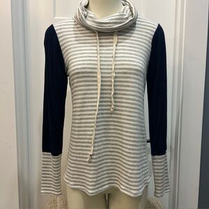 Hailey & Co. Cowl Neck Sweatshirt Women's Sz Medium Nautical Coastal Long Sleeve